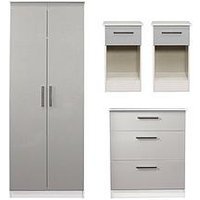 Swift Montreal 4 Piece Ready Assembled Package - 2 Door Wardrobe, 3 Drawer Chest And 2 Bedside Chests