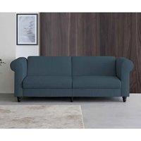 Flex Corduroy Fabric 3 Seater Sofa Bed In Blue