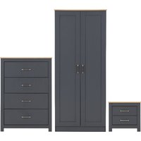 Parnu Wooden Furniture Set With 2 Doors Wardrobe In Grey And Oak