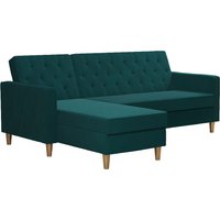 Lahaina Velvet Sofa Bed With Oak Legs In Green
