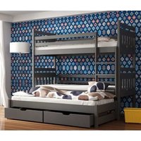 Sarnia Wooden Bunk Bed With Foam Mattress And Trundle In Graphite