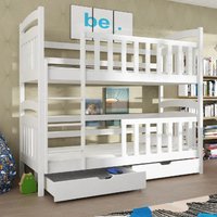 Seguin Wooden Bunk Bed Without Mattress And Storage In White