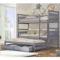 Sarnia Wooden Bunk Bed With Foam Mattress And Trundle In Grey