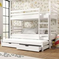 Thorsby Wooden Bunk Bed With Foam Mattress And Trundle In White