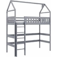 Ozark Wooden Bunk Bed With Foam Mattress And Ladders In Grey