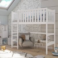 Lititz Wooden Bunk Bed With Foam Mattress And Ladder In White
