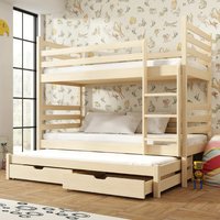 Thorsby Wooden Bunk Bed With Foam Mattress And Trundle In Pine