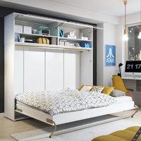 Cadott High Gloss Horizontal Wall Small Double Bed In White And LED