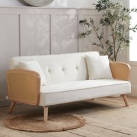 Maize Fabric Sofa Bed With Oak Legs In White
