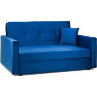 Viola Plush Velvet 2 Seater Sofa Bed In Blue