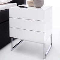Strada High Gloss Bedside Cabinet With 3 Drawers In White