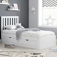 Aspen Wooden Single Bed With 4 Drawers In White