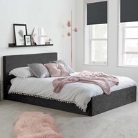 Beano Fabric Ottoman King Size Bed In Black Crushed Velvet