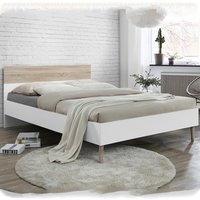 Appleton Wooden Single Bed In White And Oak Effect