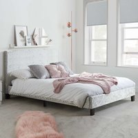 Beano Fabric King Size Bed In Steel Crushed Velvet