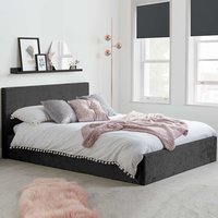 Beano Fabric Ottoman Small Double Bed In Black Crushed Velvet