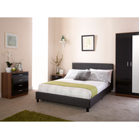 GFW Bed in a Box Double Black Faux Leather Bed