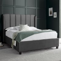 Augusta Velvet Ottoman Storage Double Bed In Grey