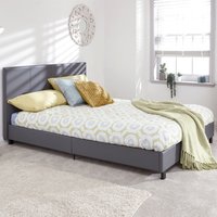 Alcester Faux Leather Small Double Bed In Grey