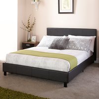 Alcester Faux Leather Small Double Bed In Black