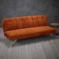 Brighten Velvet Sofa Bed With Chrome Metal Legs - Orange