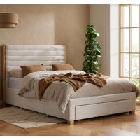 Arnhem Velvet Double Bed With 3 Drawers In Grey