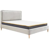 Barrie Fabric Double Bed In Warm Stone