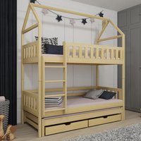Irmo Wooden Bunk Bed And Trundle With Foam Mattress In Pine