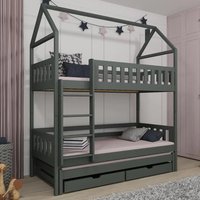 Irmo Wooden Bunk Bed And Trundle With Bonnell Mattress In Graphite