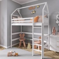 Goleta Wooden Bunk Bed With Foam Mattress And Ladder In White