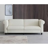 Flex Corduroy Fabric 3 Seater Sofa Bed In Cream