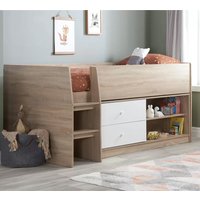 Langley Wooden Cabin Bunk Bed In White And Oak Effect