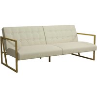 Ladson Velvet Sofa Bed With Gold Metal Frame In Ivory
