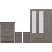 Mack Wooden Furniture Set With 3 Doors Wardrobe In Black
