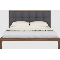 Calhoun Wooden Double Bed With Grey Fabric Headboard In Walnut