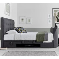 Felton Fabric Ottoman Storage Super King Size TV Bed In Slate