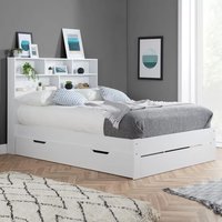Alafia Wooden Storage Double Bed With 1 Drawer In White