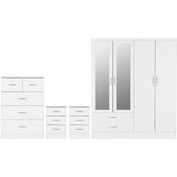 Mack Wooden Bedroom Set With 4 Doors Wardrobe White Gloss Front