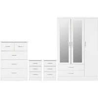 Mack Wooden Bedroom Set With 3 Doors Wardrobe White Gloss Front
