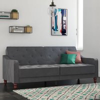 Vincenzo Velvet Sofa Bed With Wooden Legs In Grey