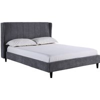 Ashburton Velvet Fabric Double Bed In Dark Grey