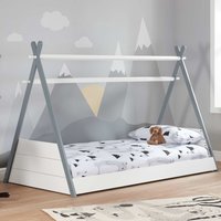 Tepees Wooden Children Single Bed In White And Grey