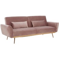 Eltanin Upholstered Velvet Sofa Bed With Gold Legs In Pink