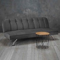 Brighten Velvet Sofa Bed With Chrome Metal Legs - Grey