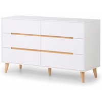 Abrina Chest Of Drawers Wide In Matt White And Oak
