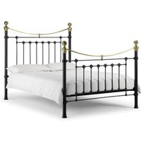 Vangie Metal Double Bed In Satin Black With Real Brass Effect