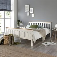 Kelly Wooden Bed Frame White & Light Grey