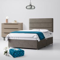 King Size - Divan Bed and Cornell Lined Headboard - Grey - Fabric - 5ft - Happy Beds