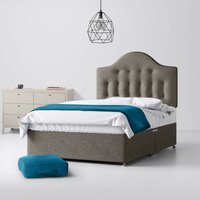 Single - Divan Bed and Victor Buttoned Headboard - Dark Grey - Fabric - 3ft - Happy Beds