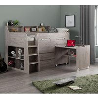 Jupiter - Single - Kids Mid Sleeper Cabin Bed - Grey - Wood - 3ft - Happy Beds